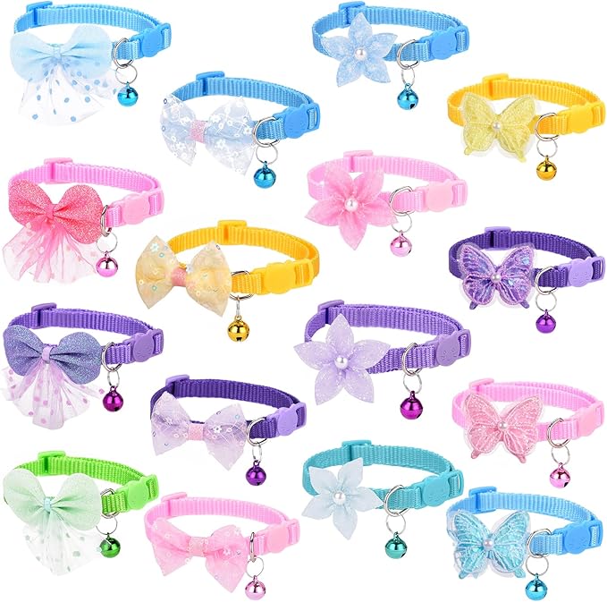 16 PCS Cute Cat Collars Breakaway by TAMHOO