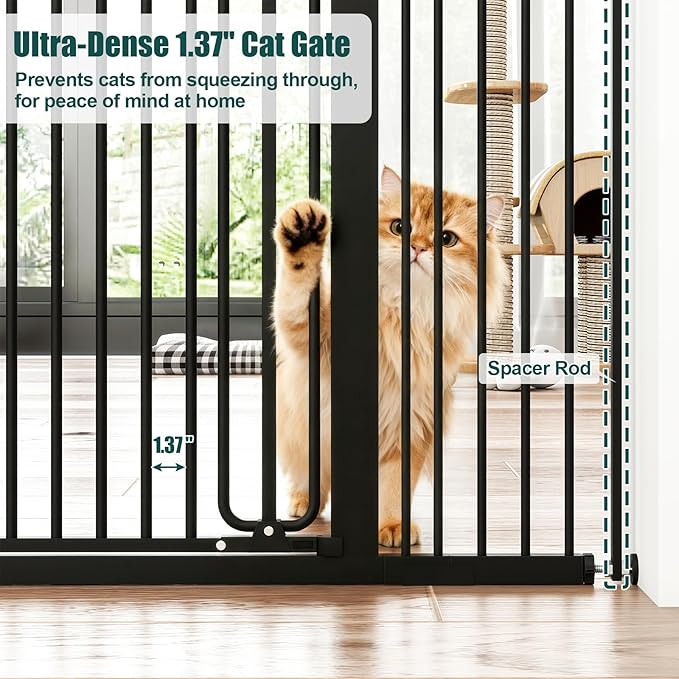 keny 51" Extra Tall Pet Gate, 29.7"-46" Wide Adjustable Cat Gate - Image 3
