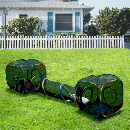 LUCKITTY Outdoor Rainbow Cat Enclosures Playground, Outside House by MAKEPETLUCKY-WelcometoCatTunnelClub