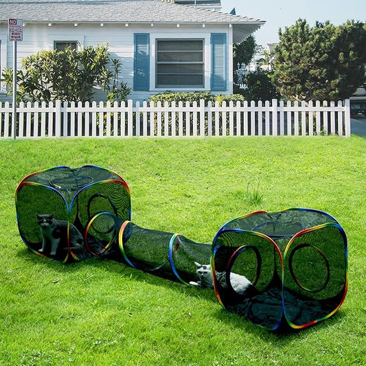 LUCKITTY Outdoor Rainbow Cat Enclosures Playground, Outside House by MAKEPETLUCKY-WelcometoCatTunnelClub