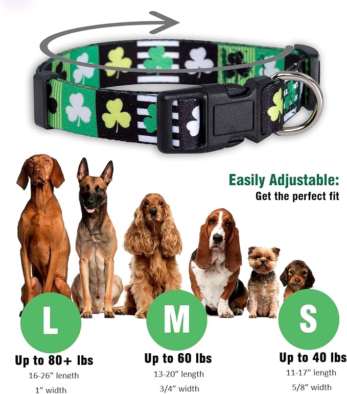 Native Pup St Patricks Dog Collar- Saint Patrick Green Shamrock Pet Collars- - Image 3
