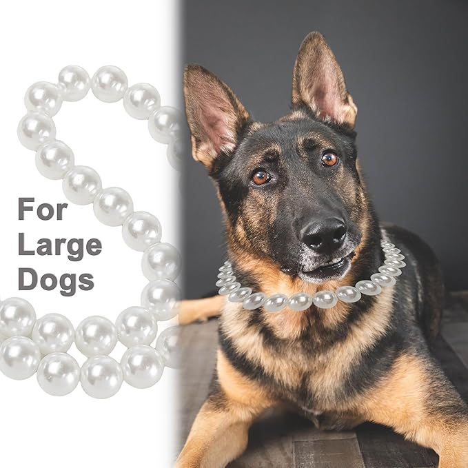 Chunky Pearl Dog Collar Large Breed, Adjustable Dog Necklace, Beaded Dog Collar - Image 5