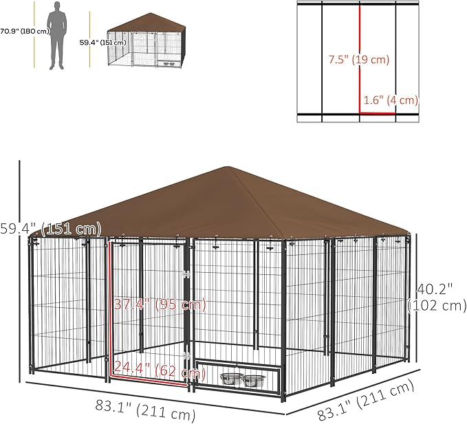 PawHut Outside Dog Kennel, Garden Playpen Fence Crate Enclosure Cage Rotating - Image 7