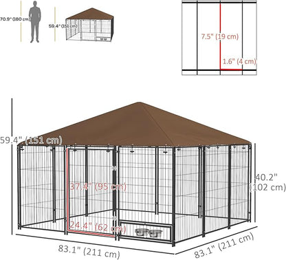 PawHut Outside Dog Kennel, Garden Playpen Fence Crate Enclosure Cage Rotating - Image 7