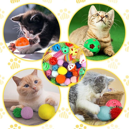 Kitten Toys, Cat Mouse Toy, Kitten Sparkle Crinkle Balls Furry Soft Pom Pom - Image 6