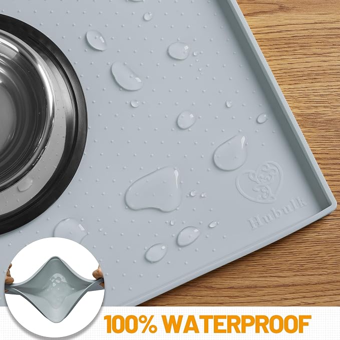 Hubulk Dog Feeding Mat, 100% Waterproof Food Grade Silicone Pet Food and Water - Image 4