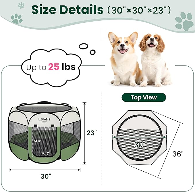 Love's cabin Pet Puppy Dog Playpen, Medium Dog Tent Crates Cage Indoor/Outdoor - Image 3