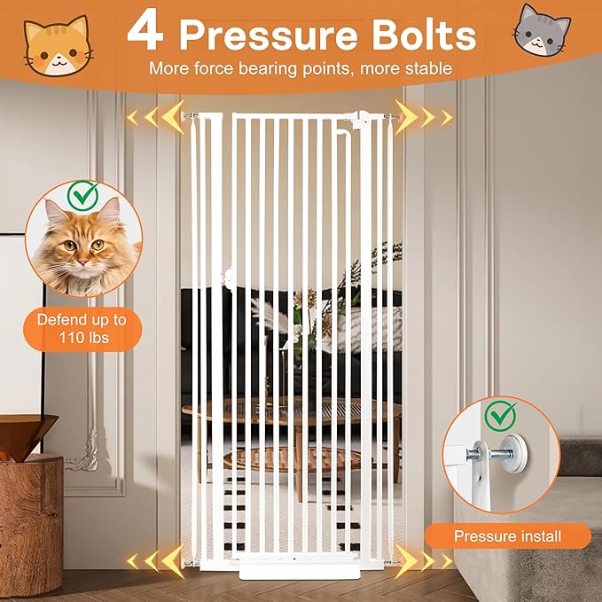 71“ Extra Tall Cat Gate for Doorway: 37.4-41.3” Wide Pet Gate, Auto Close/One - Image 3