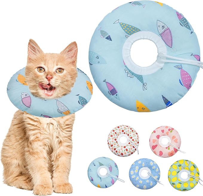 Cat Cone Collar Soft, Kitten Spay Soft Cones to Stop Licking, Cat Neck Donut by Seyezo