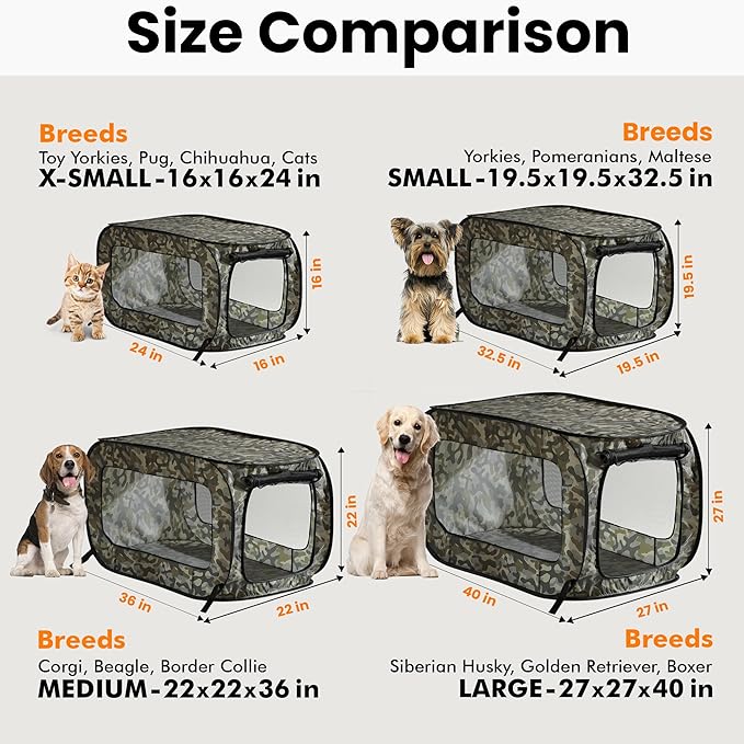 Beatrice Home Fashions Portable, Collapsible, Pop Up Kennel Travel Cat and Dog - Image 3