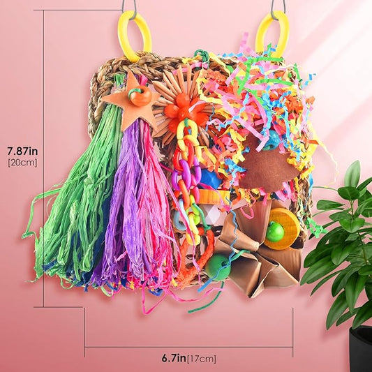KATUMO Conure Toys, Bird Grass Mat Parakeet Shredder Hanging Toy Cockatiel - Image 2
