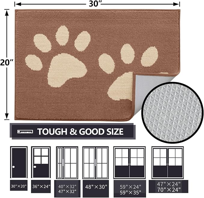 Buganda Dog Door Mat for Muddy Paws, Absorbent Dirt Trapper Washable Indoor - Image 2