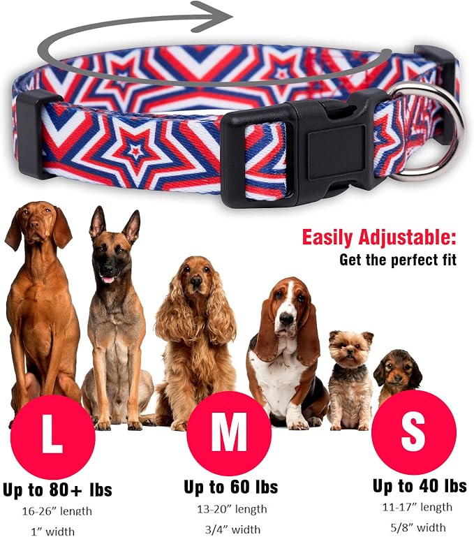 Native Pup American Flag Dog Collar- Red White and Blue- Patriotic Collars - Image 3