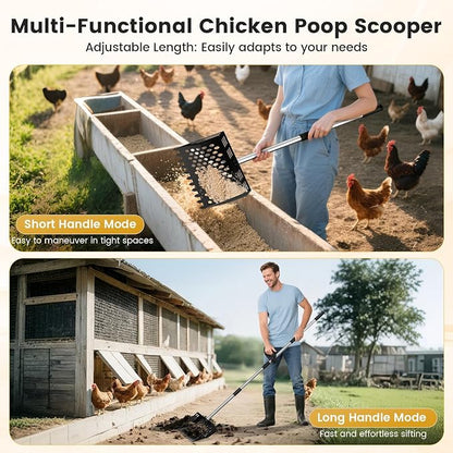 Chicken Poop Scooper and Rake, 2-in-1 Metal Sand Sifting Shovel - Image 4