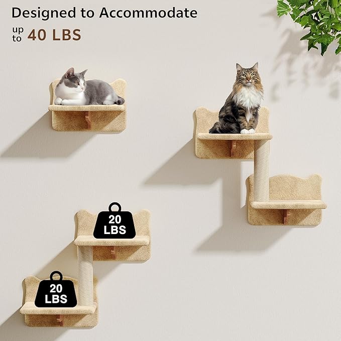 9-in-1 Cat Wall Shelves, Wall Mounted Cats Furniture Set - Image 3