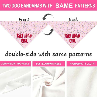 Birthday Girl Dog Bandanas 1 Pack, HBD Pet Scarves - Image 4