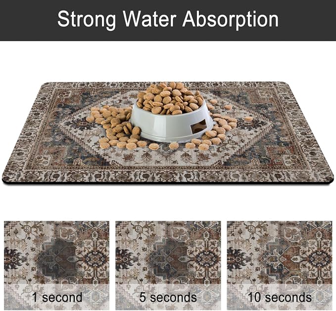 Dog Food Mats for Floors, Absorbent and Quick-Drying Pet Cat Food Mat, - Image 5