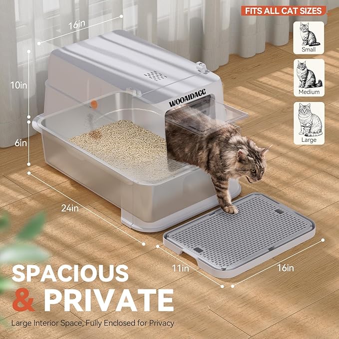 Enclosed Stainless Steel Cat Litter Box - Image 3