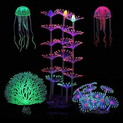 Lpraer 5 Packs Glow Aquarium Decorations Branch Coral Tree Glowing Jellyfish - Image 6
