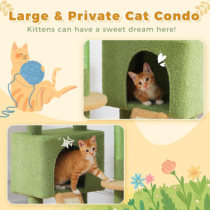 PETEPELA Floor to Ceiling Cat Tree, Adjustable 90.5''-100.4'' Cat Tower Cactus - Image 7