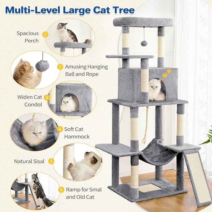 Cat Tree Tower 63in Multi-Level Cat Tower - Image 2