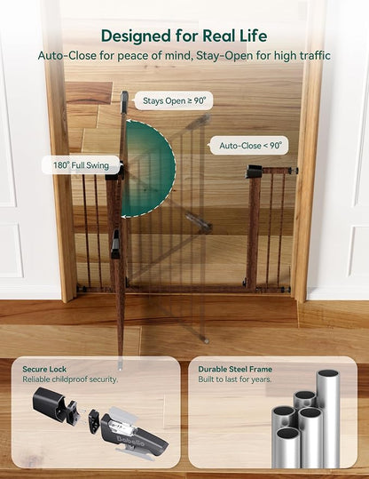 Babelio Metal Auto Close Baby Gate PressGuard P7, Extra Wide Pet Gate - Image 6