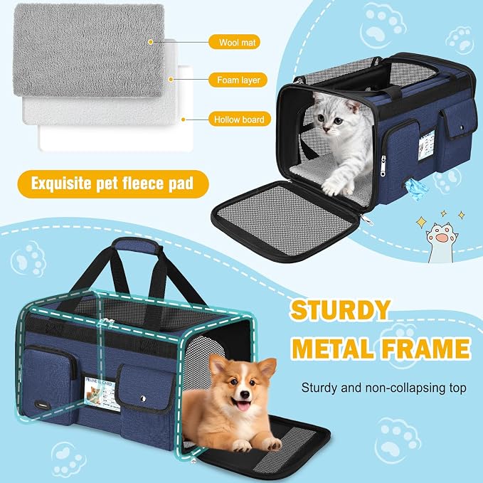 HUANLANG Cat Carrier Airline Approved, Soft-Sided Dog Carriers - Image 8