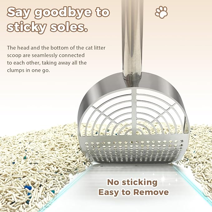 Cat Litter Scoop Deep Shovel, Detachable Long Handle Litter Scooper, Metal Cat - Image 8