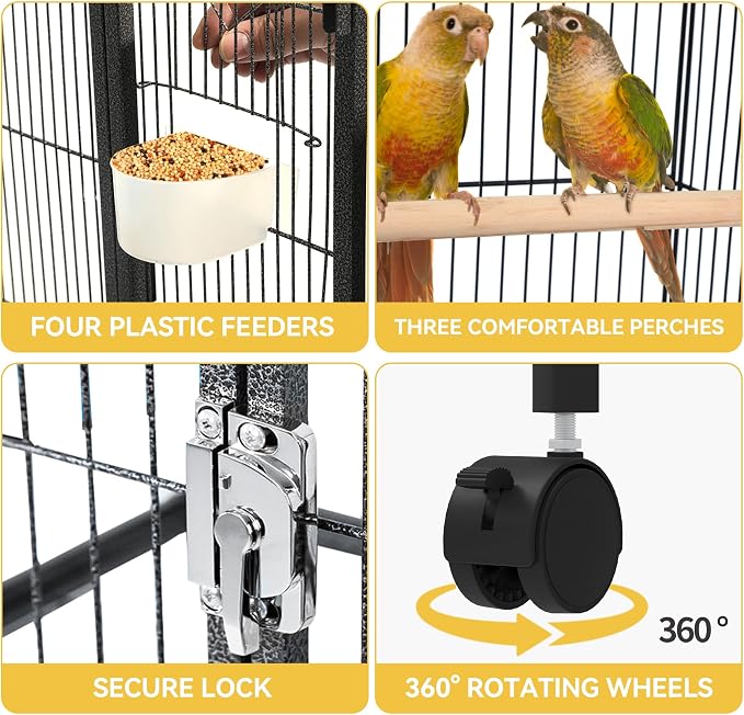 DWVO 53.9-Inch Metal Bird Cage: Large Parrot Cages - Image 7