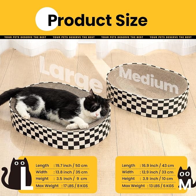 Large Oval Cat Scratcher Bowl, Cardboard Cat Scratching Pad & Lounge Bed - Image 2