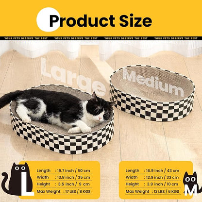 Large Oval Cat Scratcher Bowl, Cardboard Cat Scratching Pad & Lounge Bed - Image 2