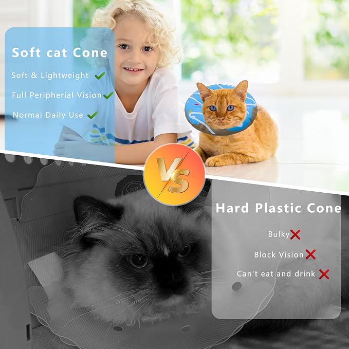Cat Cone Collar Soft, Adjustable Cat Recovery Collars Kitten Cones to Stop - Image 6