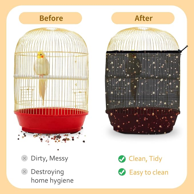 Bird Cage Seed Catcher, 45-90'' Adjustable Bird Cage Cover, Universal Nylon - Image 4