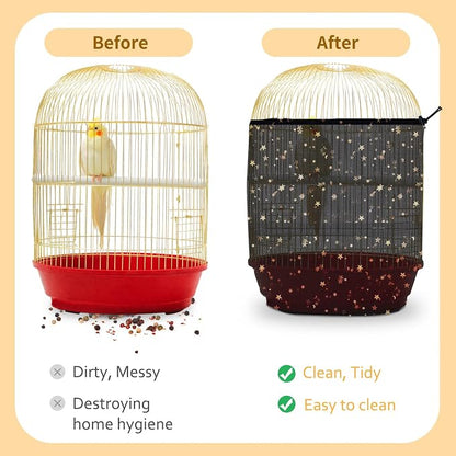 Bird Cage Seed Catcher, 45-90'' Adjustable Bird Cage Cover, Universal Nylon - Image 4