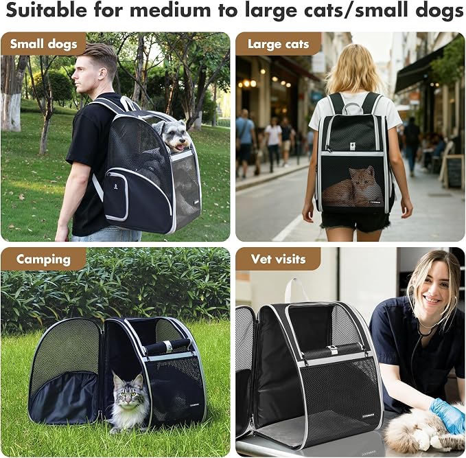 Pet Backpack Carrier, Large Cat Carrier Backpack Up to 20 Lbs - Image 7