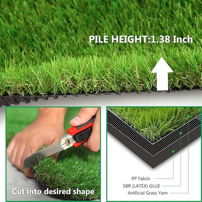 Artificial Grass Rug Outdoor Indoor 10FTX37FT Fake Grass Carpet Green Synthetic - Image 4