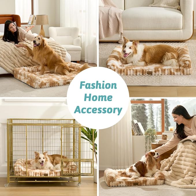 Cute Dog Bed for Extra Large Dogs, Faux Rabbit Fur Orthopedic Dog Bed - Image 4