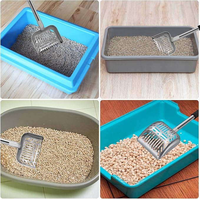 Cat Litter Scoop, Metal Long Handle Kitty Litter Coop Scooper, Heavy Duty Cats - Image 6