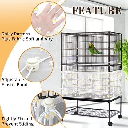 Daoeny Large Bird Cage Cover, Bird Cage Seed Catcher, Adjustable Soft Nylon - Image 4