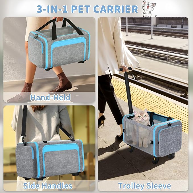 Rolling Pet Carrier with Detachable Wheels - Image 5
