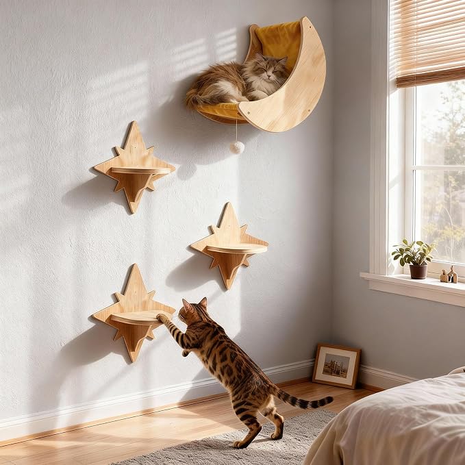 Cat Wall Shelves, Moon and Star Cat Wall Furniture - Image 5