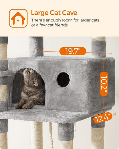 FEANDREA Cat Tree, Large Cat Tower, 64.6 Inches, Cat Activity Center - Image 7