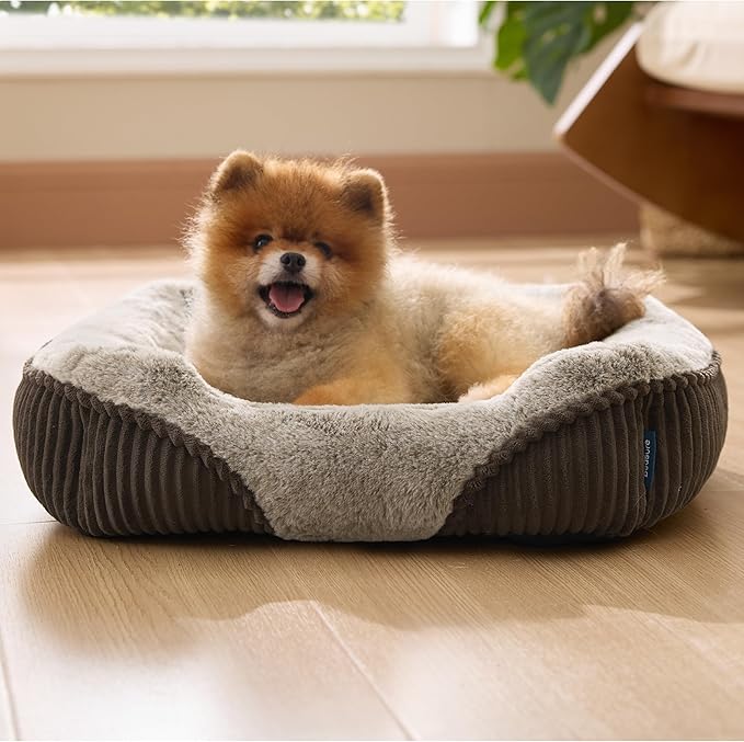 Bedsure Washable Dog Bed Small Dog＆Cat- Rectangle Fluffy Plush Kitten Puppy Bed - Image 8