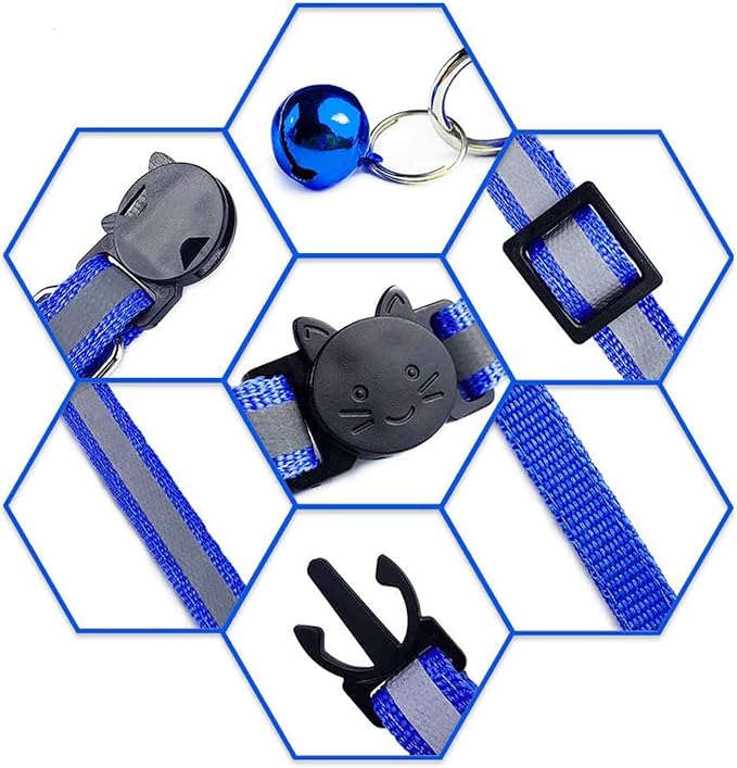 4 Pcs Cat Collars with Bell, Breakaway & Reflective, 4 Colors, 7-12 Inch - Image 5