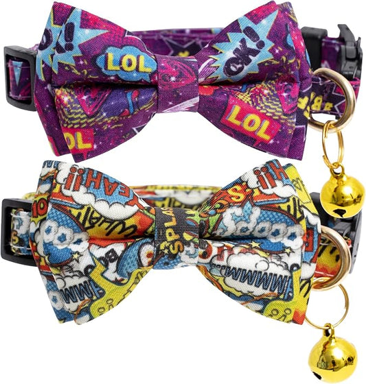 Faygarsle 2 Pack Cotton Designer Breakaway Cats Collar by Faygarsle
