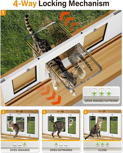 Cat Door for Window Weatherproof: Aluminum Frame Flap Pet Door Fit Window Insert - Image 2