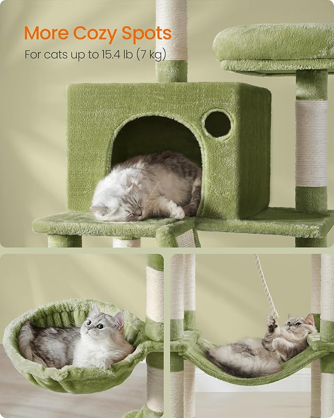 Feandrea Cat Tree, 81.1-Inch Large Cat Tower, 2 Perches, 2 Caves - Image 4
