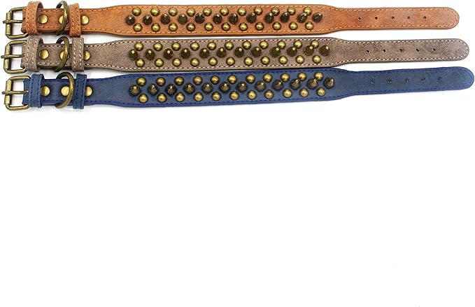 Spiked Dog Collar Soft Pu Leather Mushrooms Rivet Spike Studded Puppy - Image 5