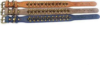 Spiked Dog Collar Soft Pu Leather Mushrooms Rivet Spike Studded Puppy - Image 5