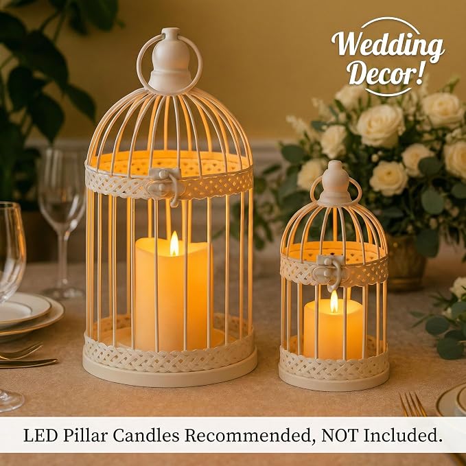 Vela Lanterns Bird Cage Decor Candle Holder Lantern Decorative Wedding Table - Image 2